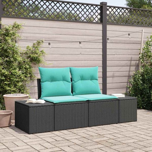 vidaXL Garden Sofa with Cushion 184 x 62 x 69 cm Poly Rattan