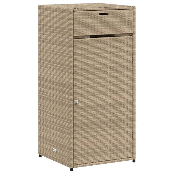 vidaXL Garden Storage Cabinet Beige PE Rattan Large