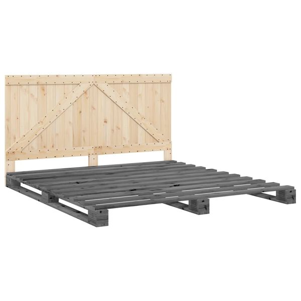 vidaXL Bed Frame Grey Solid pine wood 78.7 x 78.7 in Durable Bed Frame
