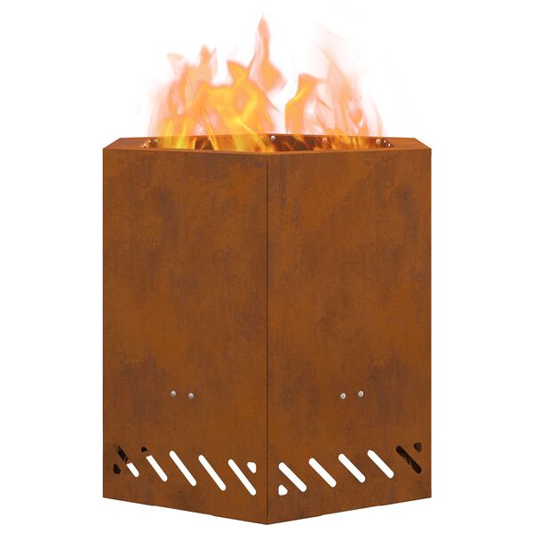 vidaXL Smokeless Fire Pit Brown 18.90 x 18.90 x 20.08 in Steel