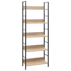 vidaXL Shelf Cabinet Oak and Black Engineered Wood, Steel Compact