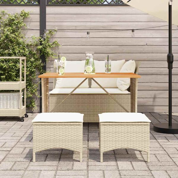 vidaXL 4 Piece Patio Dining Set with Cushions Beige Poly Rattan