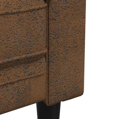 Close-up of brown distressed fabric with textured pattern on sofa corner