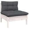 vidaXL Garden Lounge Set White Solid Pine Wood, Polyester Fabric
