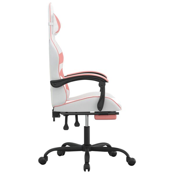 vidaXL Gaming Chair White and pink Faux leather, metal, plywood, foam