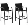 vidaXL Garden Bar Chair Set of 2 Black Steel, Textilene Standard