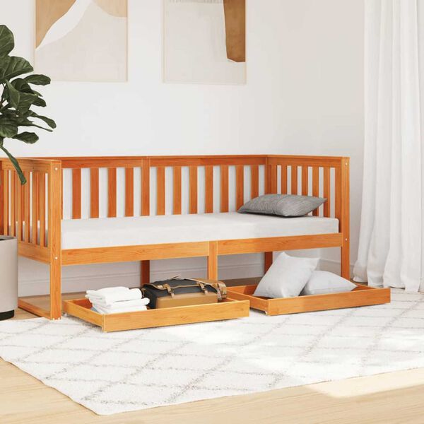 vidaXL Day Bed Drawer Wax brown Solid pine wood Standard Day Bed Drawer