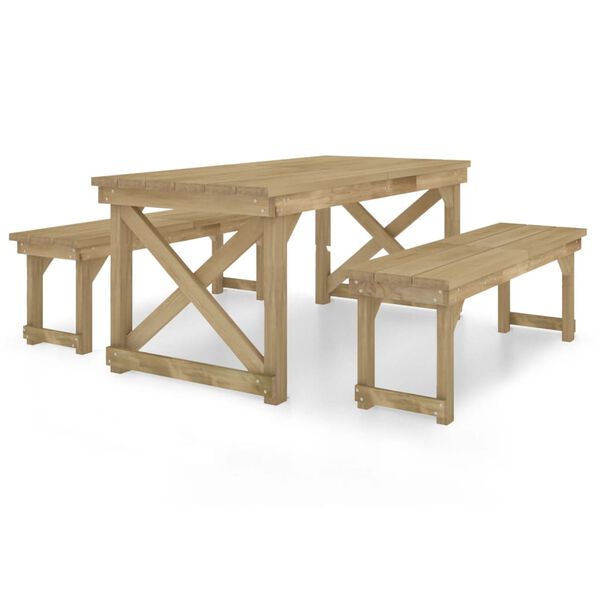 vidaXL Garden Dining Set Green Impregnated Solid pine wood Medium
