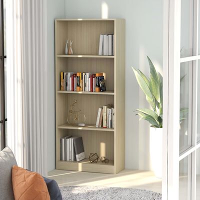 vidaXL 4-Tier Book Cabinet Sonoma Oak 23.6"x9.4"x55.9" Engineered Wood