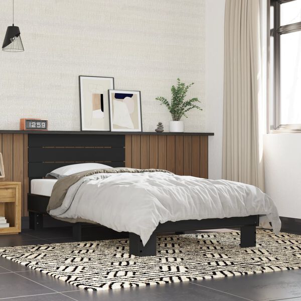 vidaXL Bed Frame Black Engineered wood, metal Small Single Durable