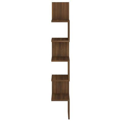 vidaXL Wall Corner Shelf Brown Oak 7.9"x7.9"x50.2" Engineered Wood