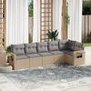 vidaXL Garden Sofa Set Beige Poly Rattan 6 Piece Foldable