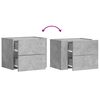 vidaXL Wall-mounted Bedside Cabinet Set of 2 Concrete gray Engineered wood