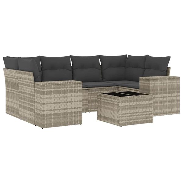 vidaXL Garden Sofa Set Light Grey PE Rattan Large Modular