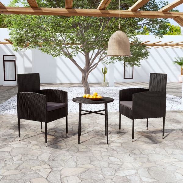 vidaXL Garden Dining Set Black PE Rattan Medium Lightweight
