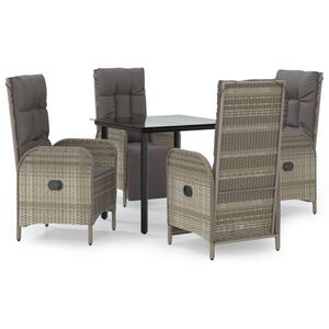vidaXL Garden Dining Set Black and gray