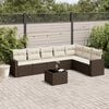 vidaXL Garden Sofa Set Brown and Cream White PE Rattan Large Storage
