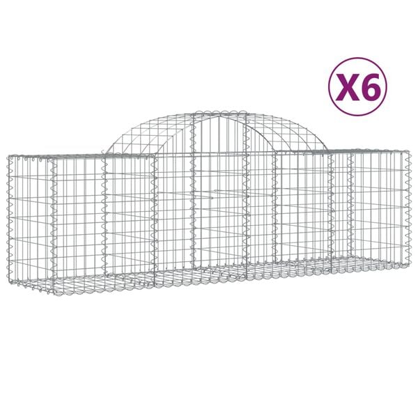 vidaXL Gabion Basket Set of 6 Silver Galvanized iron Large Durable