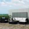 vidaXL Patio Sofa Set Set of 6 Black Rattan, Cream White Cushions