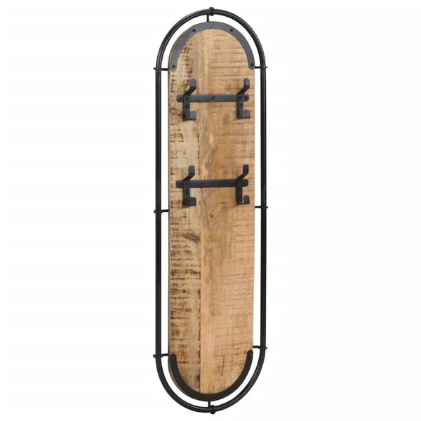 vidaXL Coat Rack Brown and Black Solid Mango Wood, Iron 13.4 in x 43.3 in