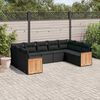 vidaXL Garden Sofa Set Black PE rattan, powder-coated steel, polyester