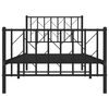 vidaXL Bed Frame Black Powder-Coated Steel Twin Rectangular