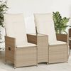 vidaXL Reclining Garden Sofa Beige PE rattan Two-Seater