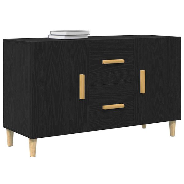 vidaXL Sideboard Black Oak Engineered wood, solid eucalyptus wood