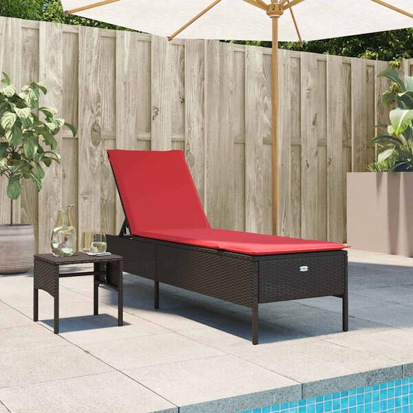 vidaXL Patio Sun Lounger Brown PE rattan 78 x 21.7 x 38.2 in