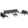 vidaXL Garden Sofa Set with Cushion 9 pcs Black Steel