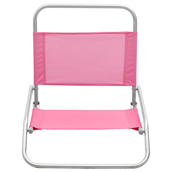 vidaXL Beach Chair Set of 2 Pink Oxford fabric with PE coating, steel