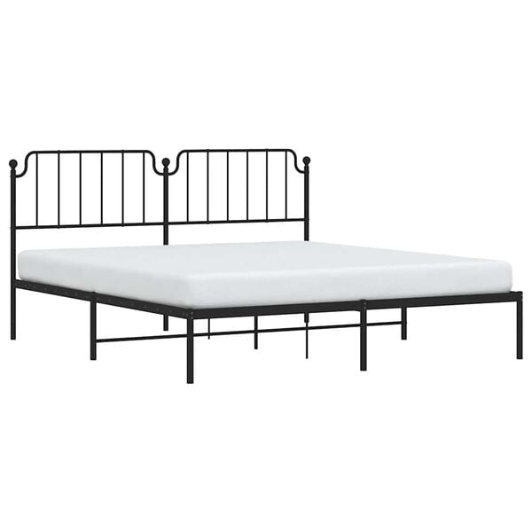 vidaXL Bed Frame Black Powder-Coated Steel Double Bed Frame