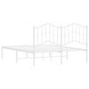 vidaXL Bed Frame White Powder-Coated Steel Double Bed Frame