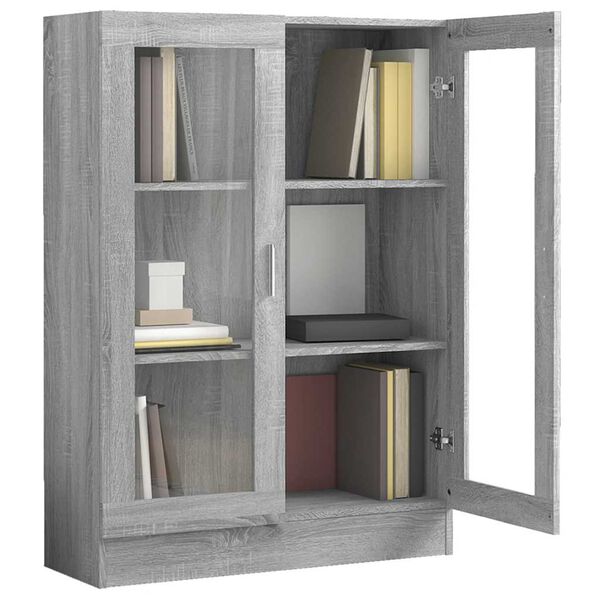 vidaXL Display Cabinet Grey Sonoma Engineered wood and glass Large