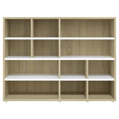vidaXL Side Cabinet White and Sonoma Oak 38.2"x12.6"x28.3" Engineered Wood