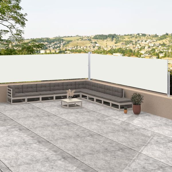 vidaXL Side Awning Cream Polyester 39.4 x 393.7 in Retractable