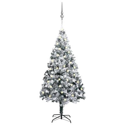 vidaXL Artificial Pre-lit Christmas Tree with Ball Set Green 94.5" PVC