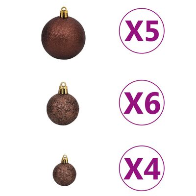 vidaXL Slim Christmas Tree with LEDs&Ball Set Gold 82.7"