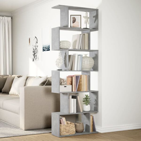 vidaXL Room Divider Bookcase Concrete Grey Engineered Wood