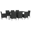 vidaXL Patio Dining Set Set of 8 Black Poly rattan 9 Piece Set