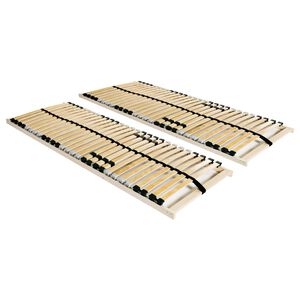 vidaXL Bed Slatted Base natural wood Beechwood frame and birch slats Twin