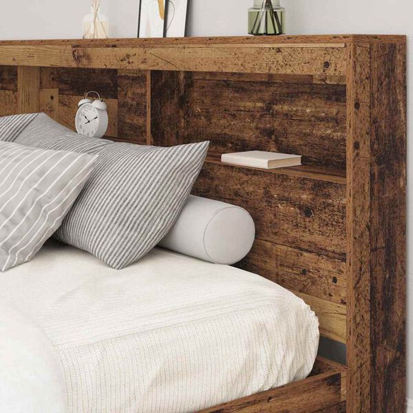 vidaXL Storage Headboard with Shelf Old Wood 78.74 in Engineered Wood