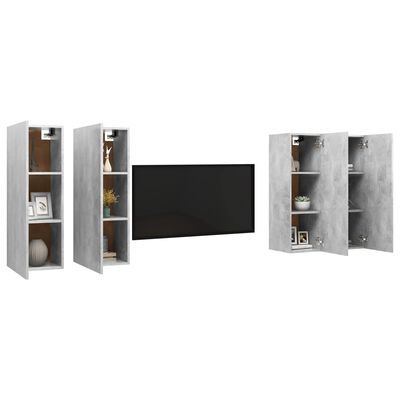 vidaXL TV Cabinets 4 pcs Concrete Gray 12"x11.8"x35.4" Chipboard