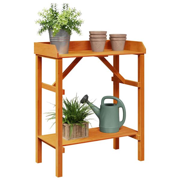 vidaXL Plant Stands with Shelf Brown 75 x 40 x 90 cm Solid pine wood