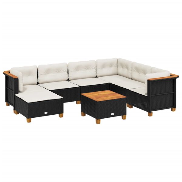 vidaXL Garden Sofa Set Black and Cream White
