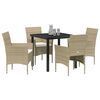 vidaXL Garden Dining Set with Cushion 5 pcs Beige Poly Rattan