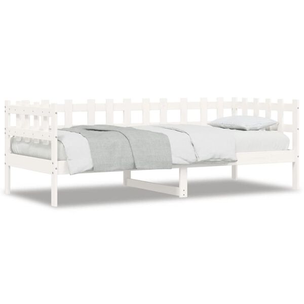 vidaXL Day Bed White Solid pine wood Twin Day Bed Rectangular Modern