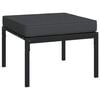 vidaXL Garden Footstool Black and Grey Powder-Coated Steel, Polyester, Foam