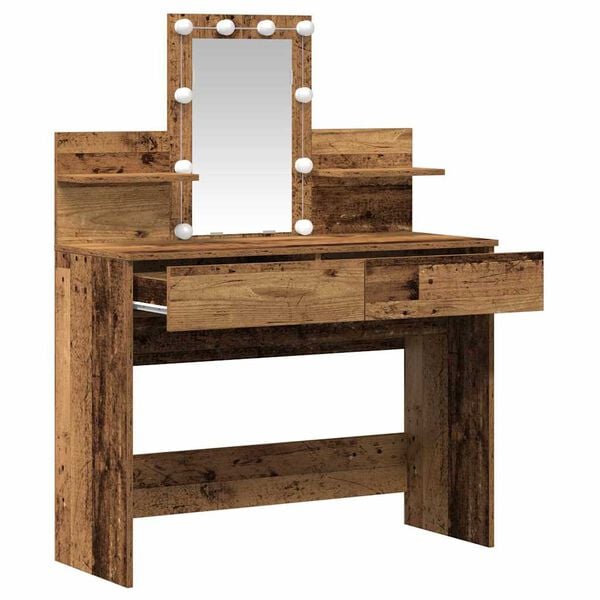 vidaXL Dressing Table with Drawer Old Wood 39.37 x 15.75 x 51.18 in