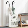 vidaXL Umbrella Stand with Storage White 11.02 x 4.72 x 16.14 in Steel